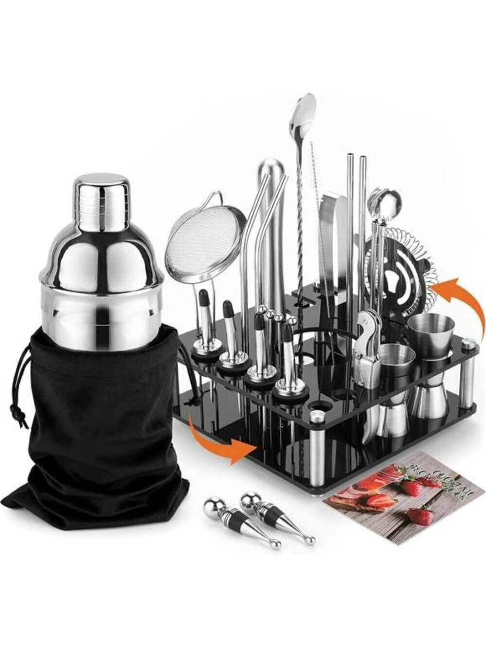 29 Piece Bartender Kit Cocktail Shaker Set Bar Tools with Rotating Stand